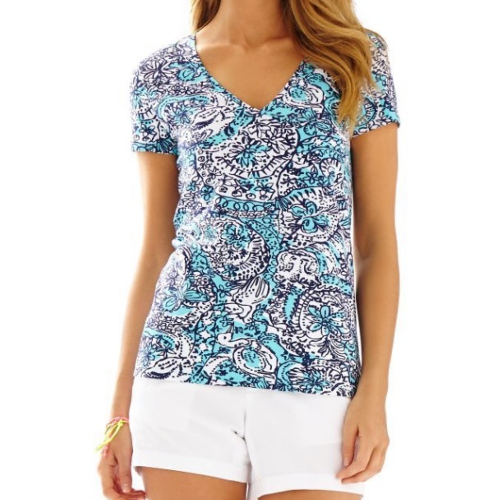 NWT Lily Pulitzer Shirley blue XL  V-neck T-shirt